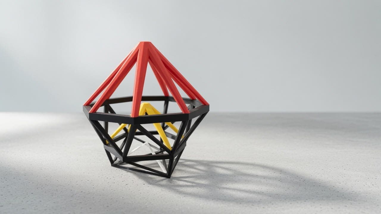 3D-geprinte vormstudie in merkkleuren